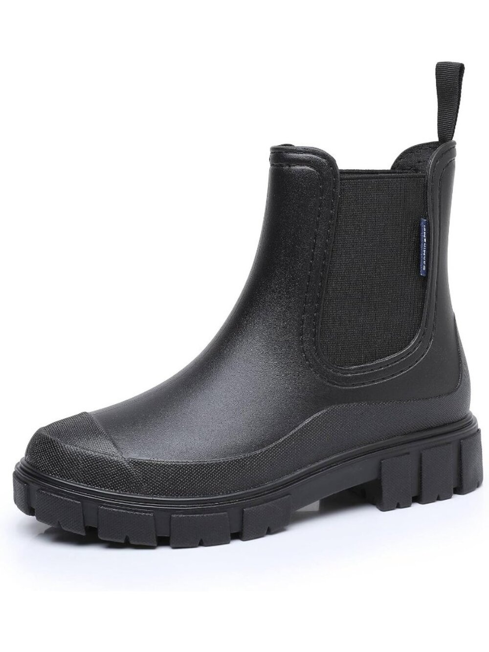 Women's Black Waterproof Slip-Resistant Rubber Short Ankle Chelsea rain Boots